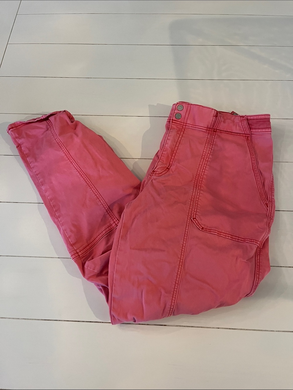 Women's Pink High-Waist Utility Jeans